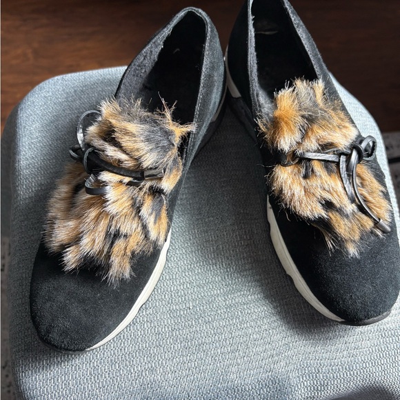 Sesto Meucci Italian Made Women’s Black and Brown Fur-Leopard Trim Shoes - Picture 8 of 8